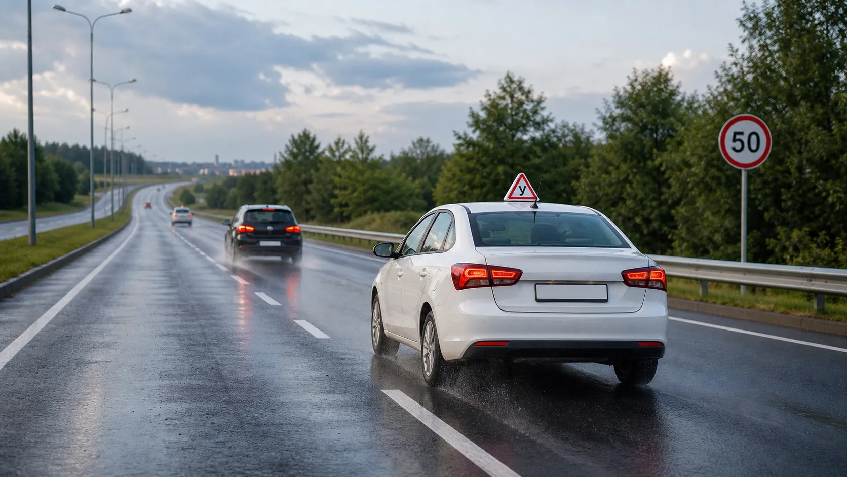 Traffic rules 37. Rain: How should you choose a safe speed?