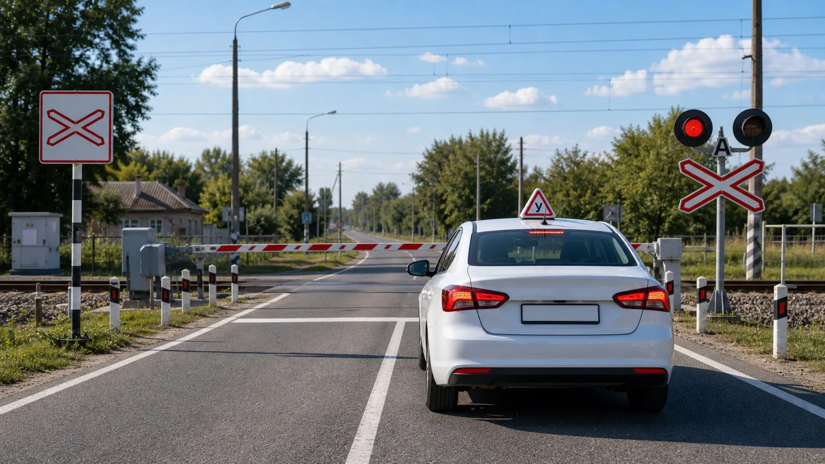 Traffic rules 68. Night: What should you do at a railway crossing with a prohibiting signal?